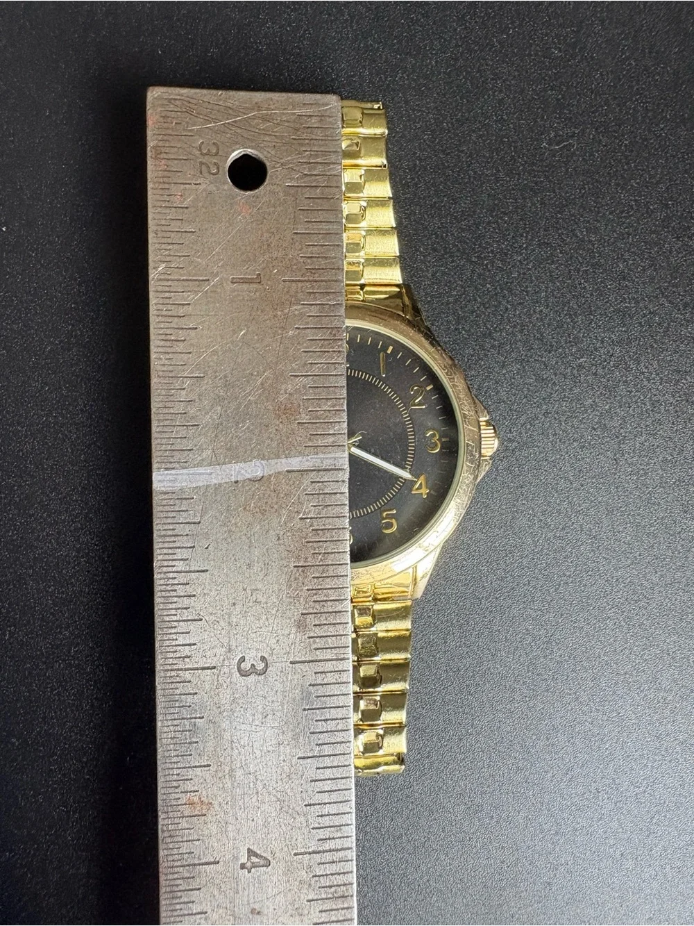 Gold-Tone Unisex Analog Watch - Classic Black Dial
